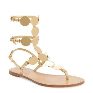 patos metallic disk gladiator sandal